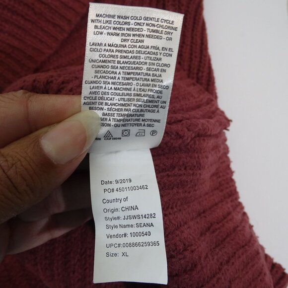 Jessica Simpson Seana Burgundy Wine Red V-Neck Sweater Women Size XL Long Sleeve - Picture 5 of 9